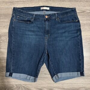 Signature by Levi Strauss Womens Bermuda Shorts Dark Wash Cuffed Denim 18 W34